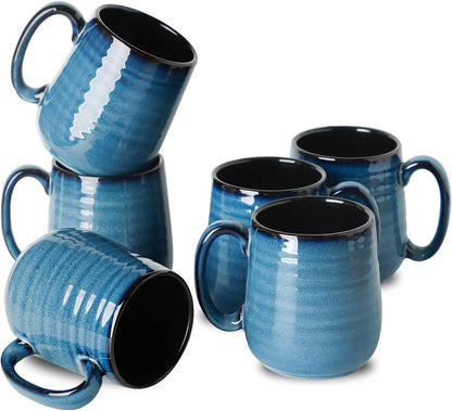 Hasense Porcelain Coffee Mugs Set of 6, 15 Ounce Large Ceramic Coffee Cups Set with Handle for