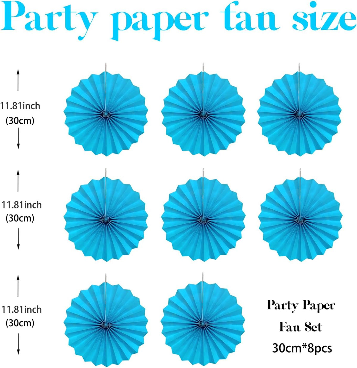 Blue Hanging Paper Fans,Blueaccessories Paper Decorations for Party,Blue Harmony Classroom