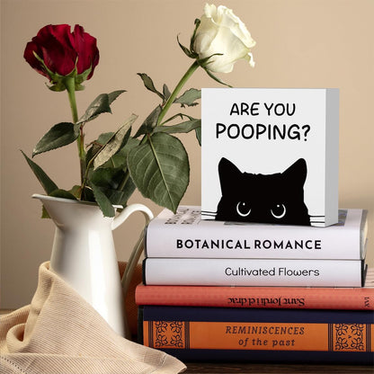Funny Bathroom Decor Are You Pooping Cat Sign Funny Bathroom Toilet Table Decoration Funny Cat