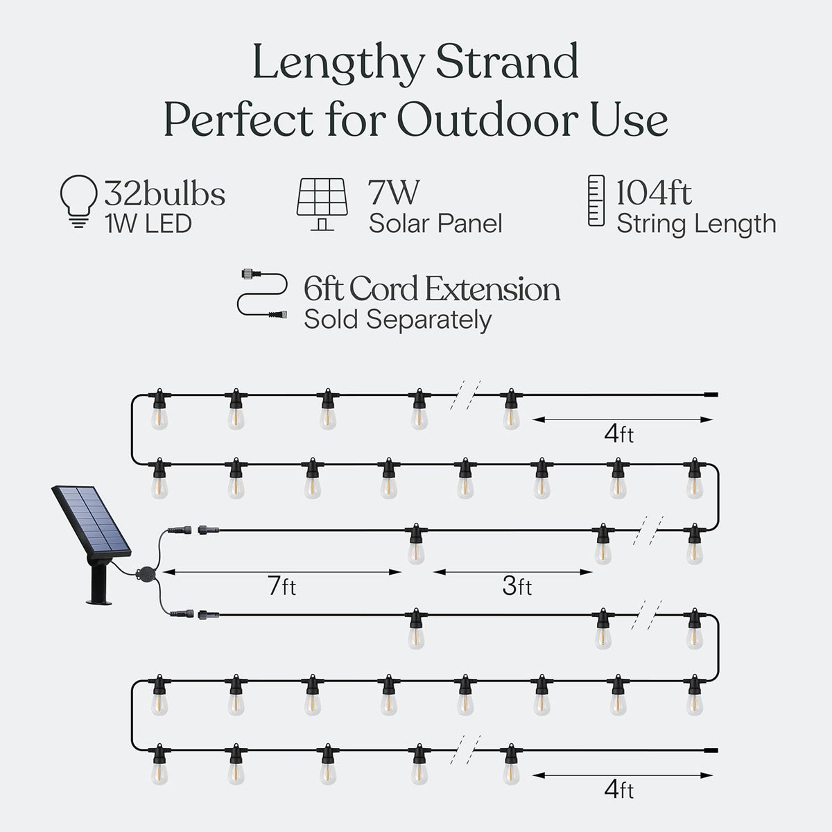 Brightech 104 (52x2) FT Ambience Pro Solar Powered Outdoor LED String Lights - Waterproof Remote