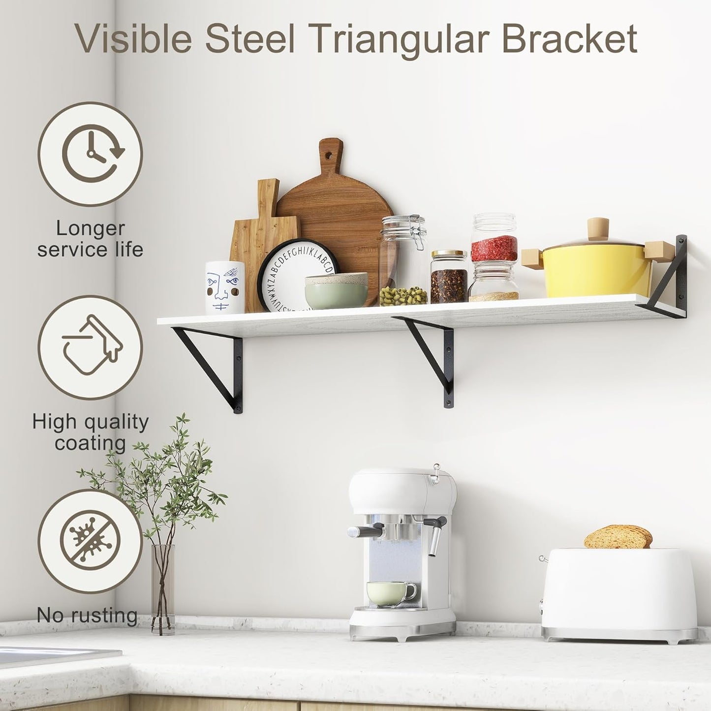 36"W x 12"D Floating Shelves, Black Deep Floating Shelves for Wall with Brackets, 12 Inch Deep Wall