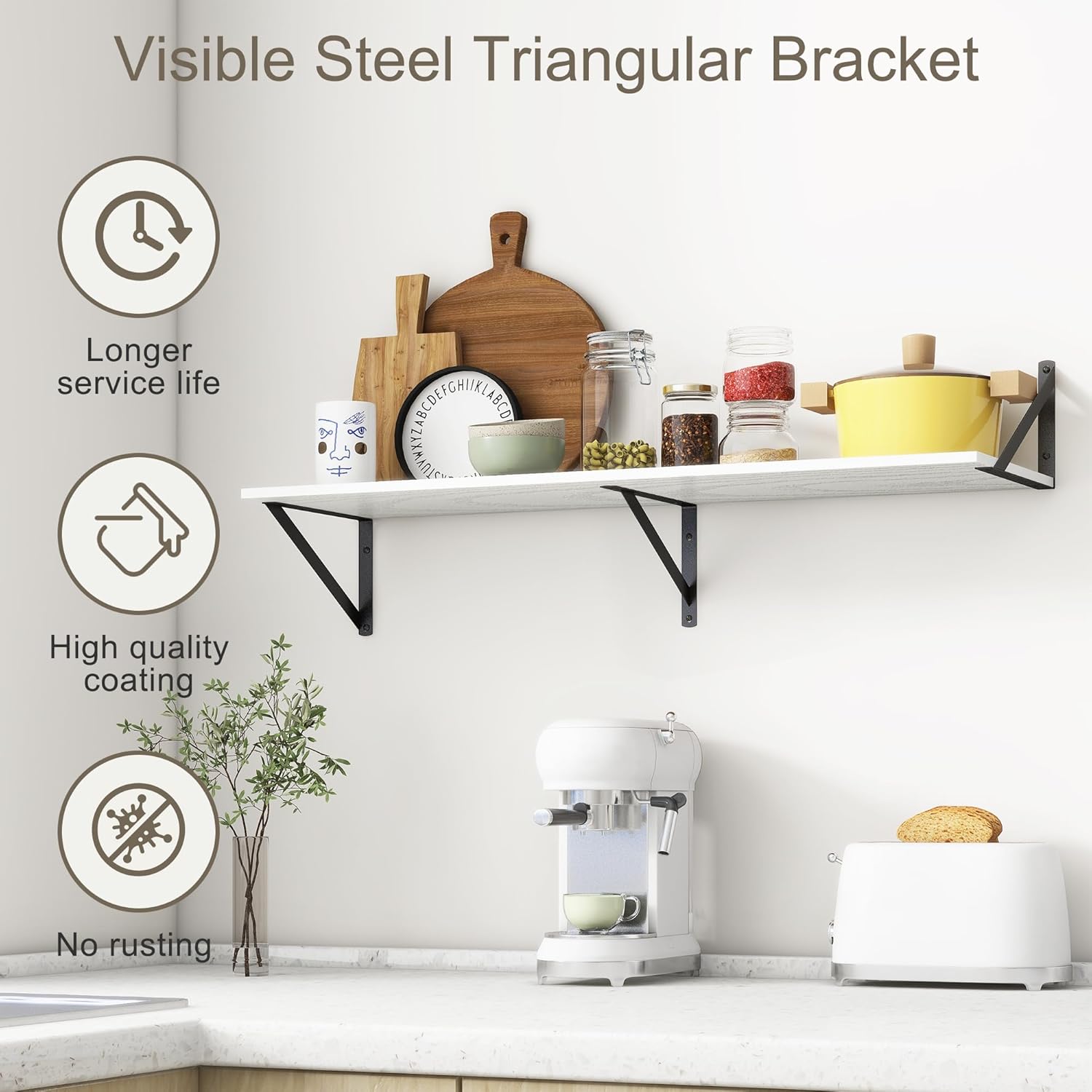 36"W x 12"D Floating Shelves, Black Deep Floating Shelves for Wall with Brackets, 12 Inch Deep Wall