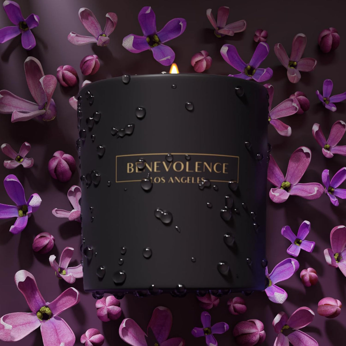 Benevolence LA Lavender & Lilac Scented Candle | Soy Candles, Black Candle for Home | Gifts for