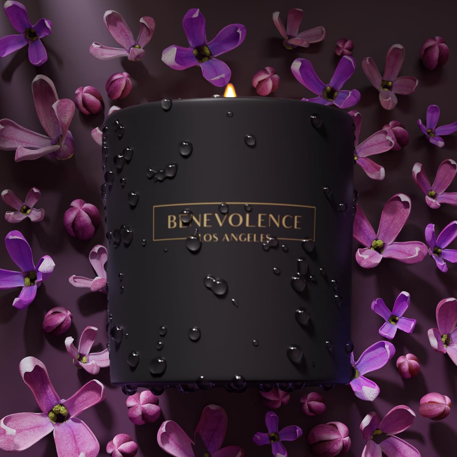 Benevolence LA Lavender & Lilac Scented Candle | Soy Candles, Black Candle for Home | Gifts for