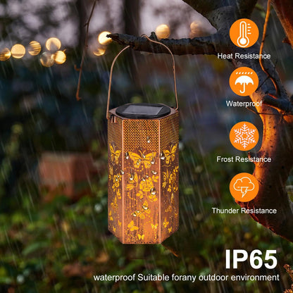 2 Pack Butterfly Solar Lanterns Outdoor Waterproof - Birthday Gifts for Women, Mom, Butterflies