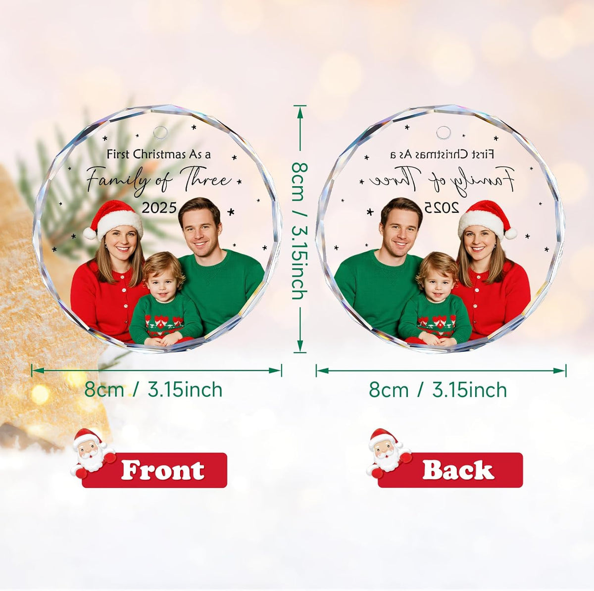 Family Christmas Ornaments 2025 Personalized, Custom Name, Photo Ornaments for Christmas Tree