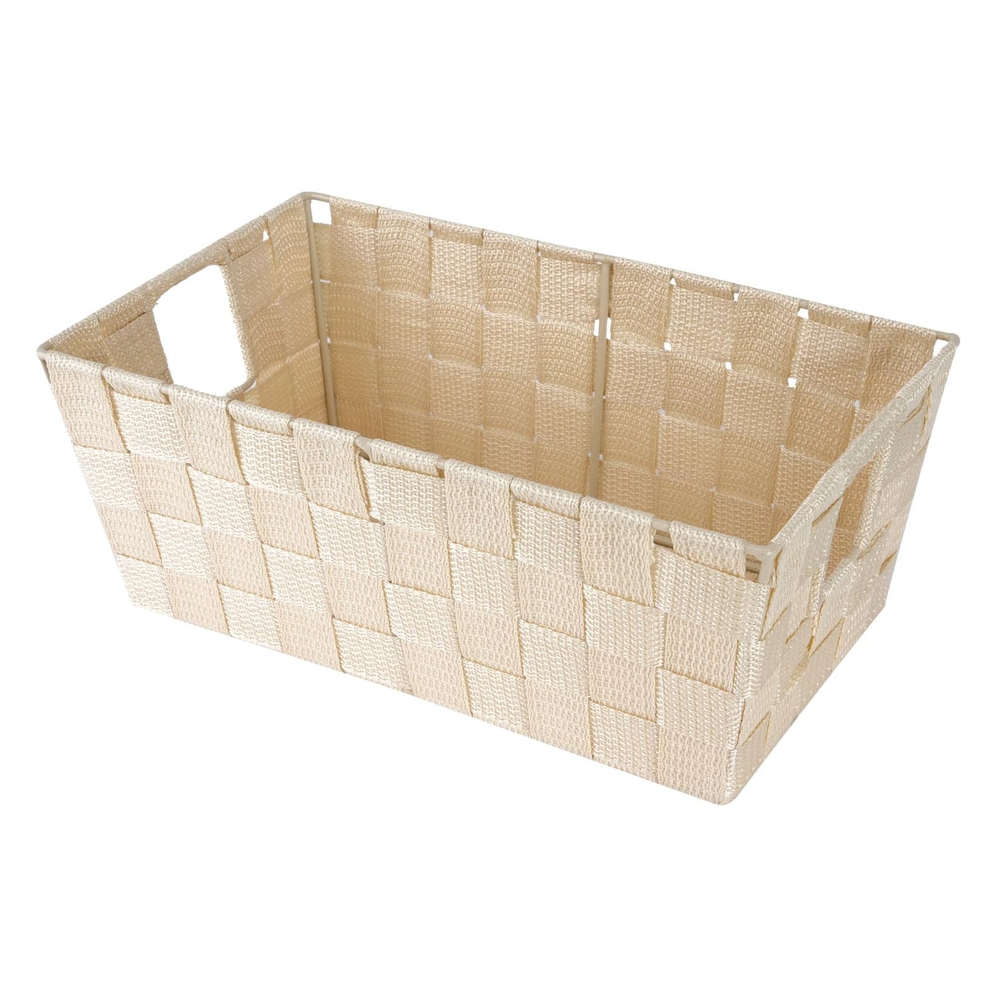 Whitmor Small Woven Storage Baskets for Shelves - Decorative Bathroom Organizer Bins with Metal