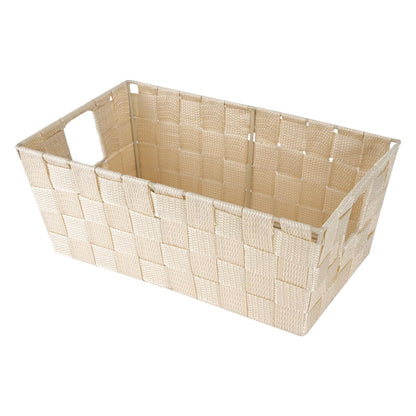 Whitmor Small Woven Storage Baskets for Shelves - Decorative Bathroom Organizer Bins with Metal