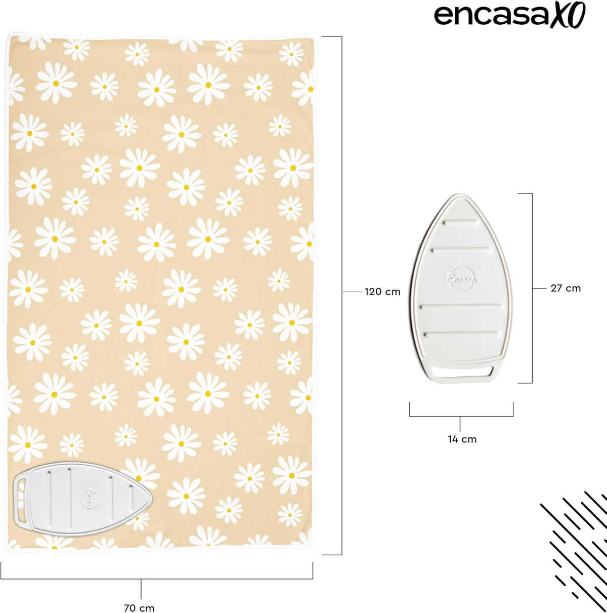 Encasa XO Ironing Mat/Pad (Large 48"x28") with 3mm Padding & Silicone Iron Rest for Steam Pressing