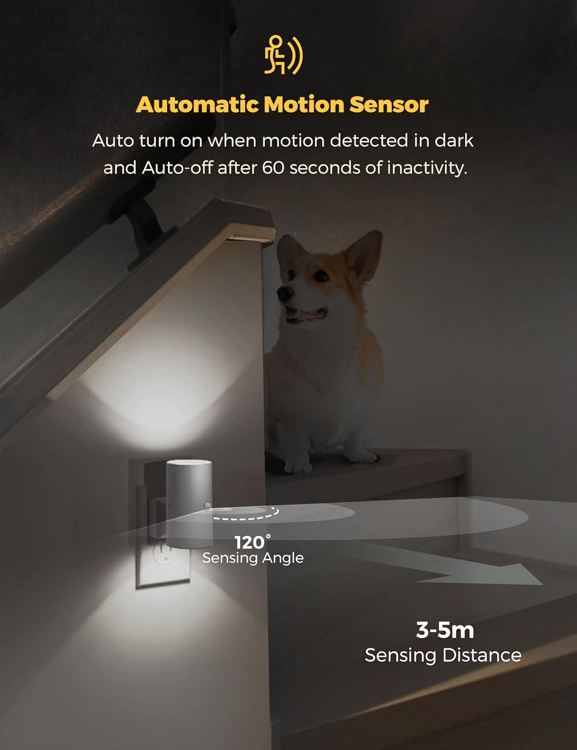 L LOHAS LED Motion Sensor Night Light, [2 Pack] Bright Night Light, 5000K Daylight White, Motion