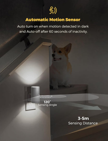 L LOHAS LED Motion Sensor Night Light, [2 Pack] Bright Night Light, 5000K Daylight White, Motion