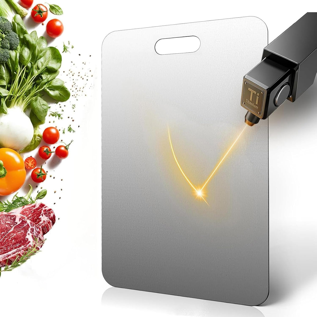 Katuchef Titanium Cutting Board 2025 New Upgrade Pure Titanium Cutting Boards for Kitchen Double