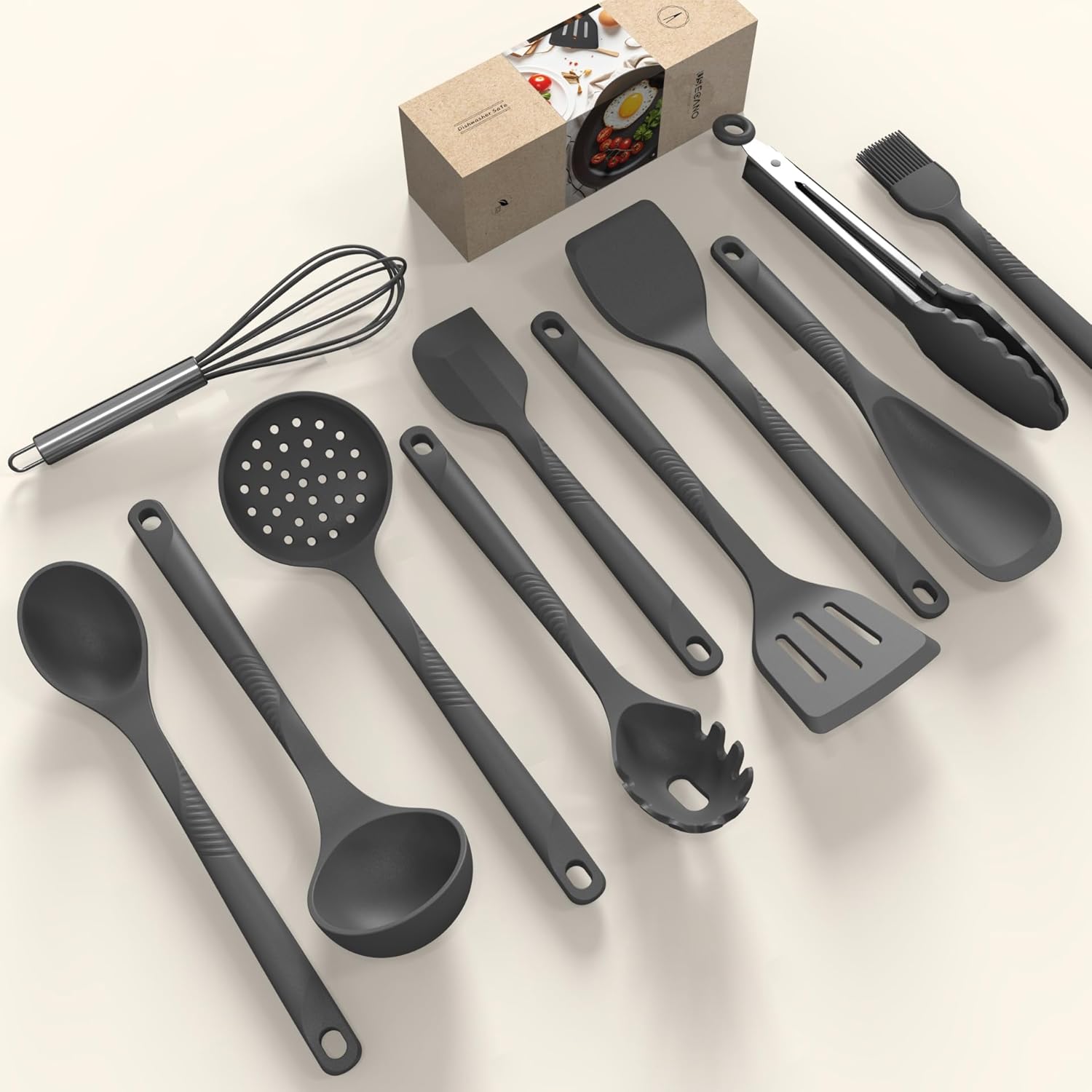 Silicone Cooking Utensils Set - 600°F Heat Resistant, Nonstick Kitchen Utensil Set with Spatulas