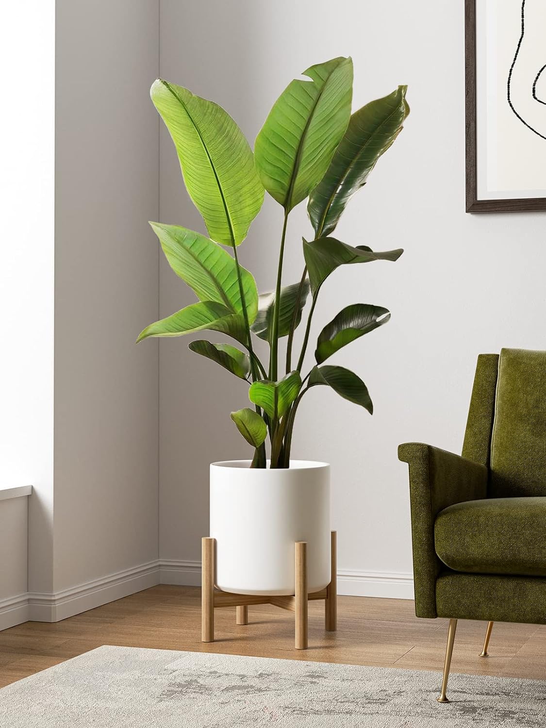 LE TAUCI 12 Inch Pot for Plants, Ceramic Large Planter for Indoor Plants, Mid-Century Modern Flower