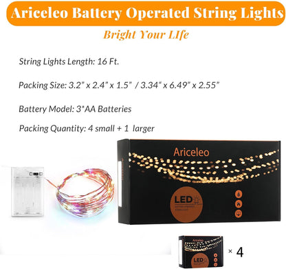 Led Fairy Lights Battery Operated, 4 Packs Mini Battery Powered Copper Wire Starry Fairy Lights for