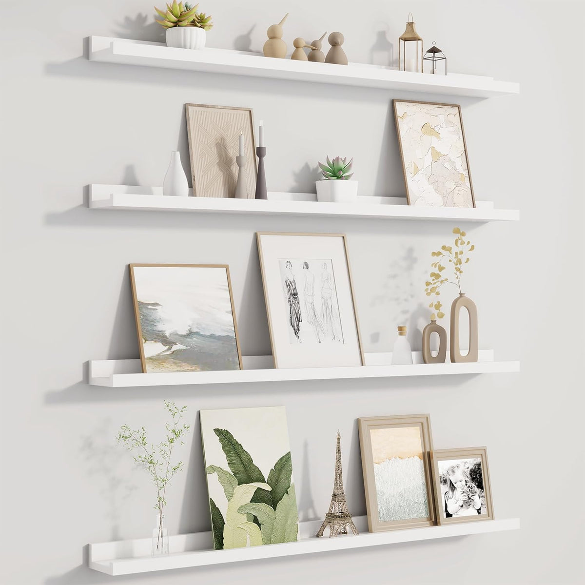 Picture Ledge Shelf for Wall, Floating Shelves Set of 4, 36 Inch Long Nursery Book Shelves for Toys