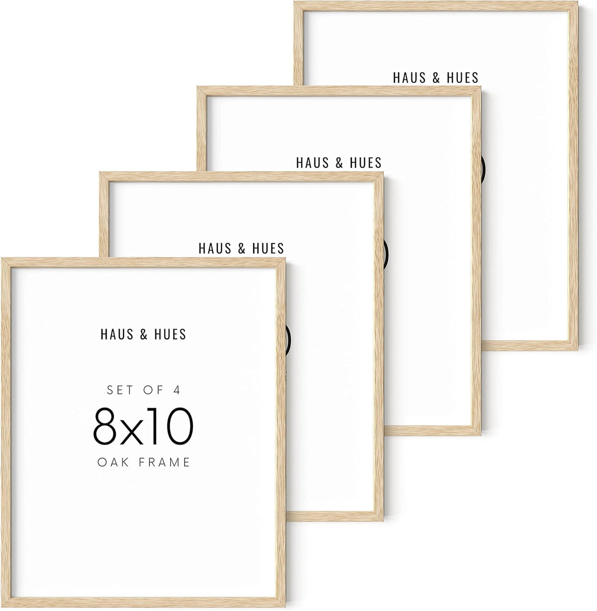 HAUS AND HUES 8"x10" Beige Oak Wood Picture Frame Set of 4-8x10 Wood Picture Frame, 8x10 Frames 4