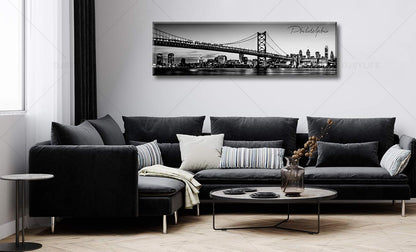 DJSYLIFE- Philadelphia Skyline Wall Art,Black and White Stretched Canvas Wall Art Prints for