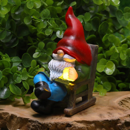 Garden Gnome Statue Solar Light Miniature Outdoor Decor Gnome Figurine for Outdoor Indoor Home Lawn