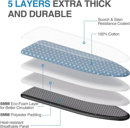 APEXCHASER Ironing Board with Iron Rest, Compact and Space Saver Iron Board, Extra Thick Cover