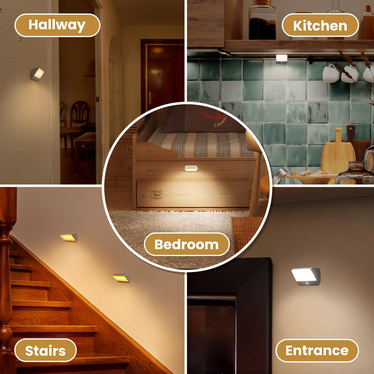 Motion Sensor Light Indoor Rechargeable, Battery Night Light 2000mAh, Motion Activated Night Lights