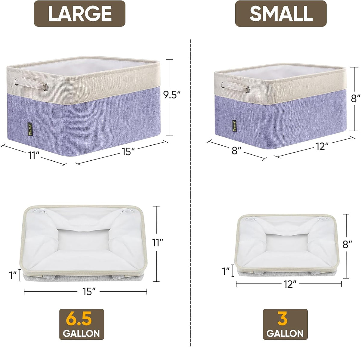 BALEINE 1 Pack Fabric Storage Bins for Shelves, Linen Storage Baskets for Organizing, Decorative