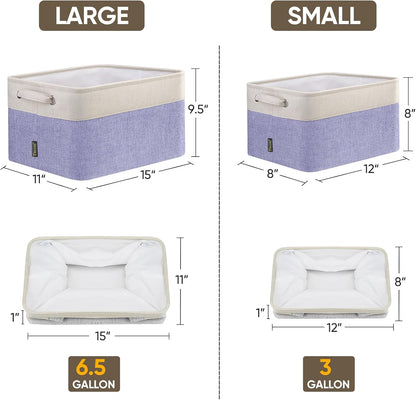 BALEINE 4 Pack Fabric Storage Bins for Shelves, Linen Storage Baskets for Organizing, Decorative