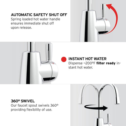 InSinkErator Stainless Steel Tank, H250C-SS HOT250 System, Single-Handle Faucet in Chrome