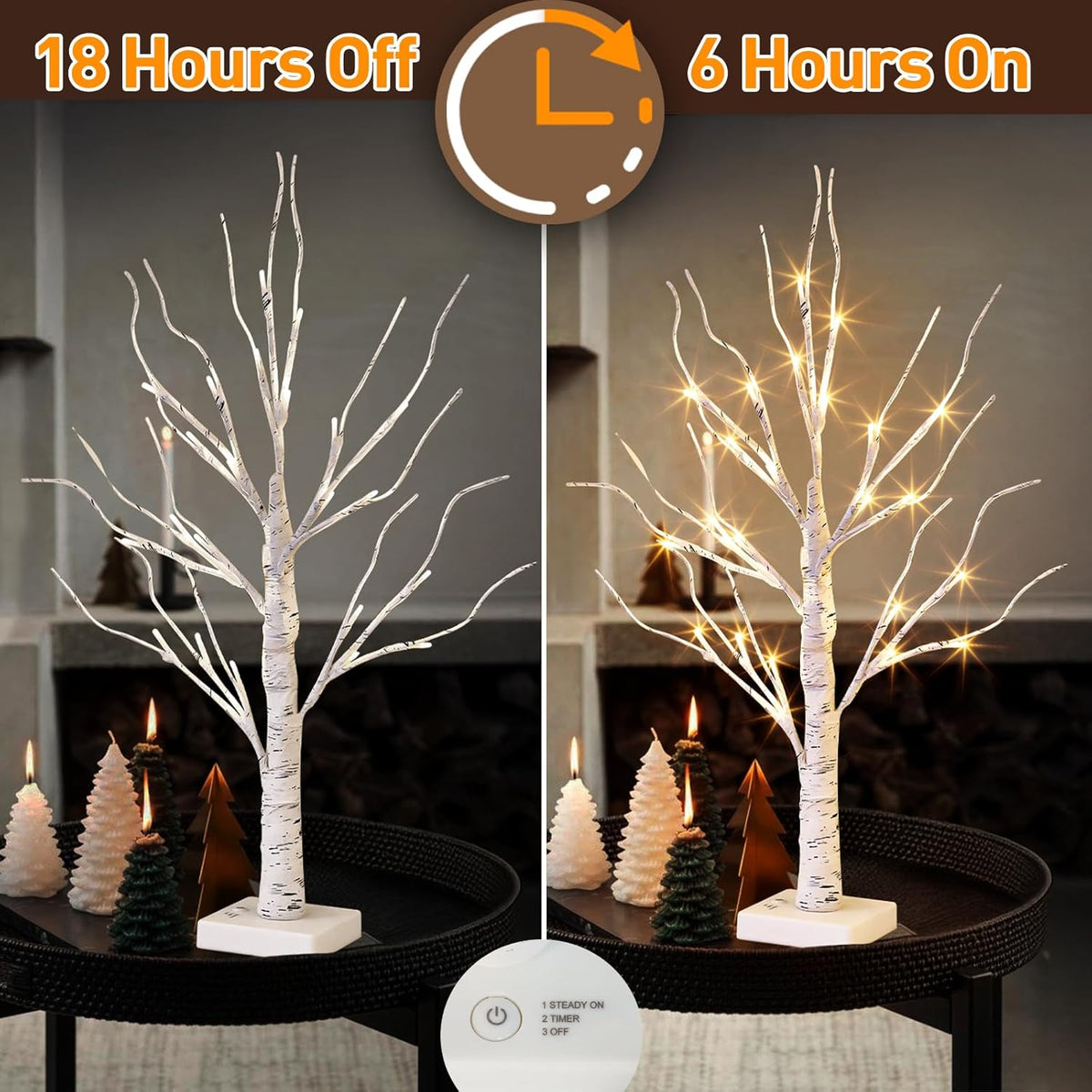 EAMBRITE Lighted Birch Tree Spring Decorations for Home, White Birch Tree with Lights, 24 LED