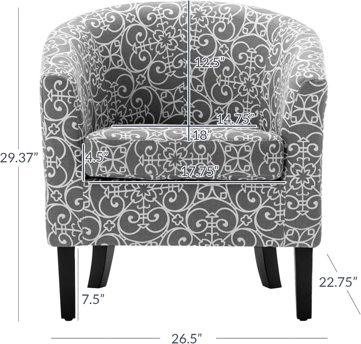BELLEZE Accent Barrel Chair, Linen Round Chair Club Tub Sofa Corner Chair with Flared Legs and Cozy