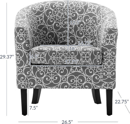 BELLEZE Accent Barrel Chair, Linen Round Chair Club Tub Sofa Corner Chair with Flared Legs and Cozy