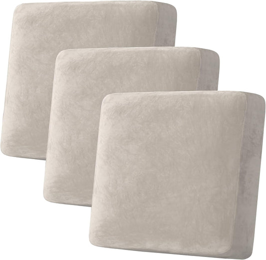 H.VERSAILTEX Velvet Stretch Couch Cushion Cover Plush Cushion Slipcover for Chair Loveseat Sofa
