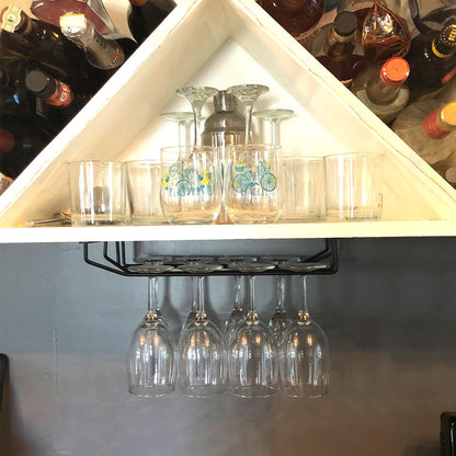 14-Inch Black Wine Glass Rack, Under Cabinet Wine Glass Holder Stainless Steel Stemware Rack