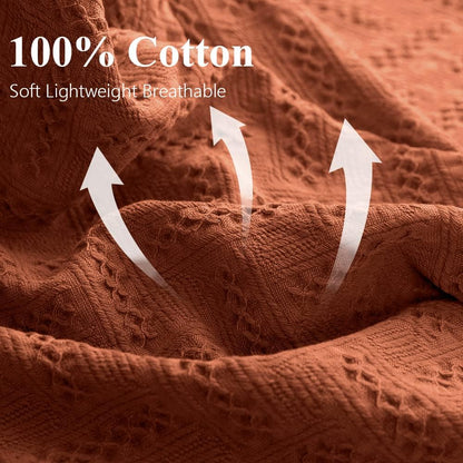 Simple&Opulence 100% Cotton Throw Blanket for Bed, Couch, Boho Luxury Geometric Woven Blanket with