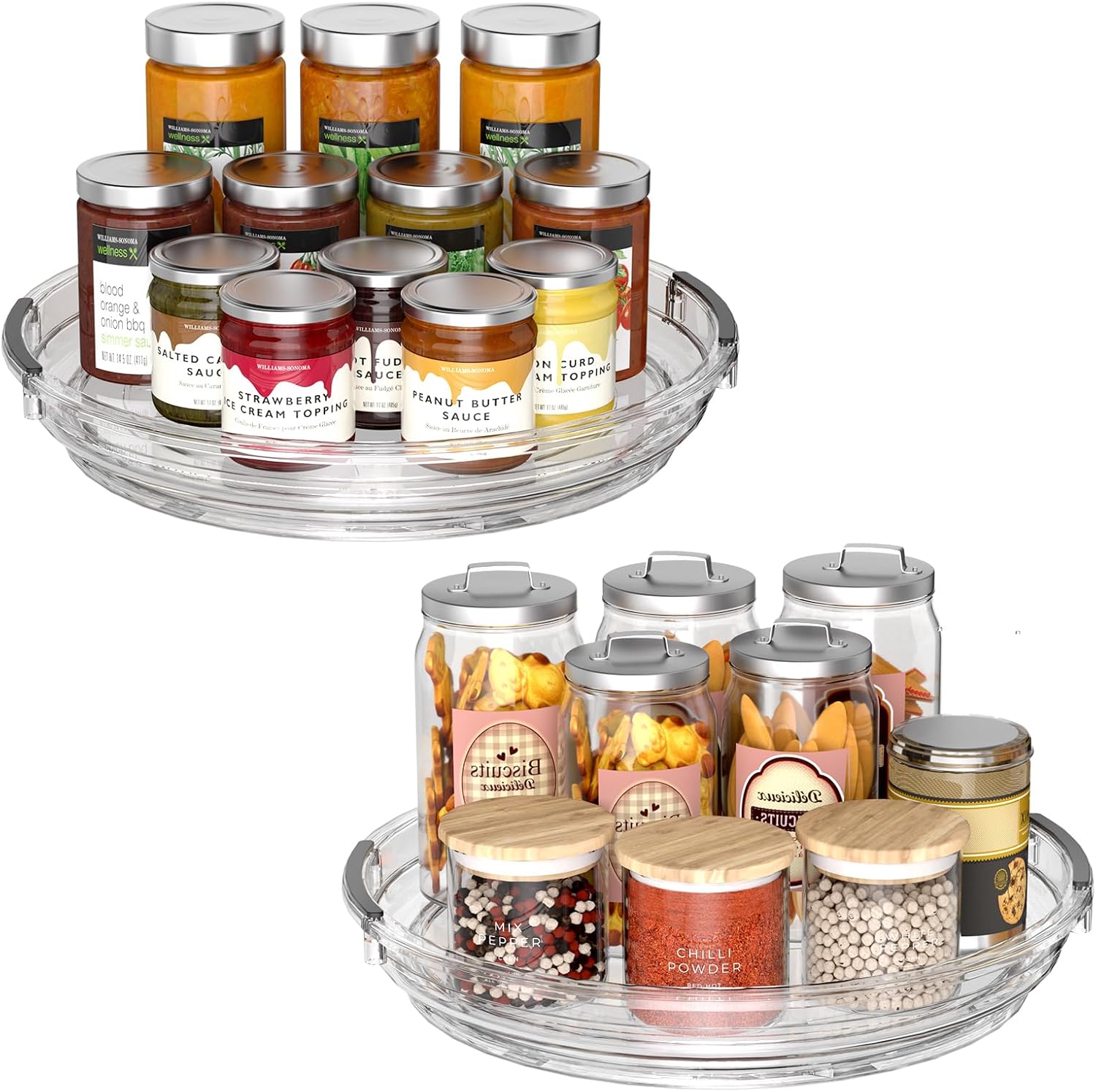 Clear Lazy Susan Organizer Turntable for Cabinet Table Top, 9.25 Inch 2 Pack 360 Rotating Spinning