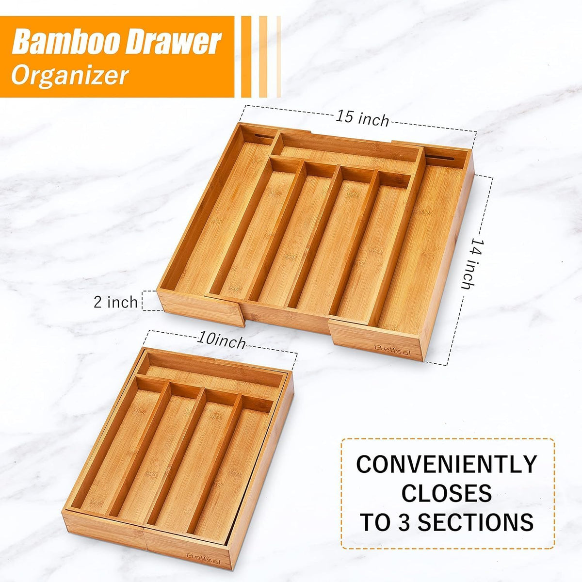 Kitchen Silverware Drawer Organizer and Storage Flatware Cutlery Utensil Holder Spice Rack