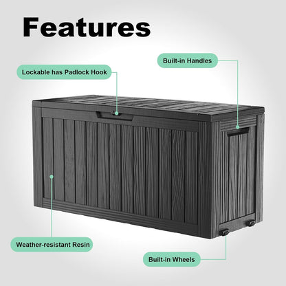75 Gallon Resin Deck Box, Lockable Outdoor Storage Box for Patio Cushions Storage Furniture,Garden