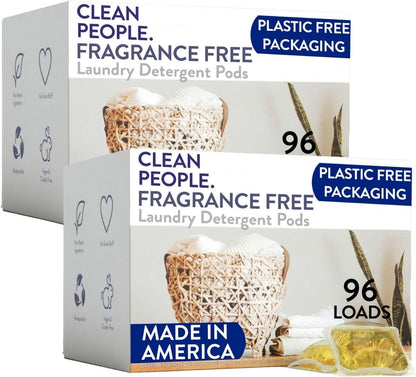 The Clean People Ultra Concentrated Laundry Detergent Pods, 192 Count, Fragrance Free, Plant-Based