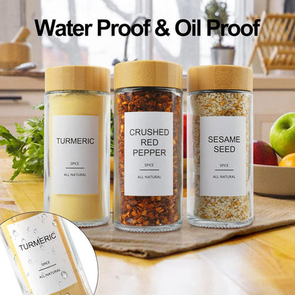 AISIPRIN Glass Spice Jars with 398 Labels-4oz 24 Pcs,Round Seasoning Jars with Bamboo Airtight