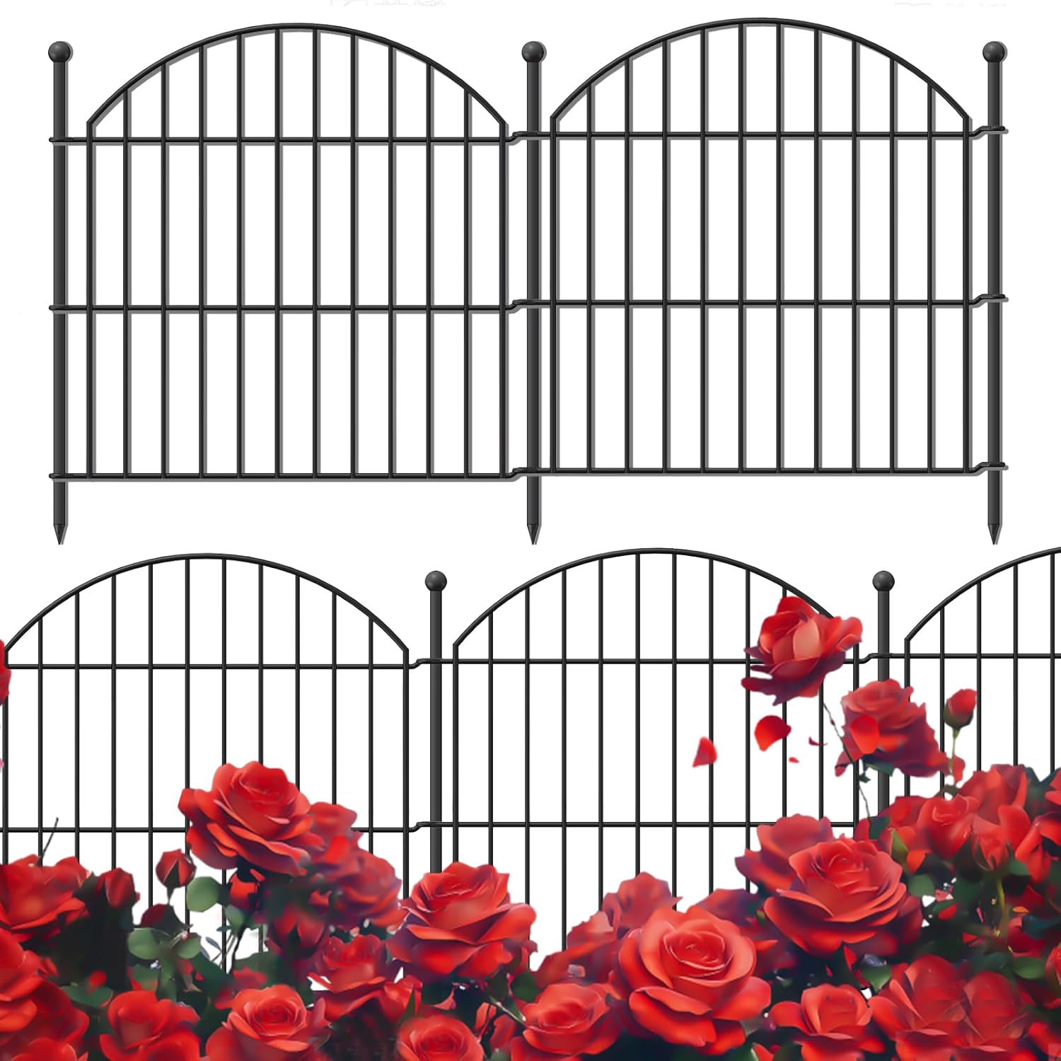 Decorative Garden Fence 24in (H) x20ft (L), 10 Pack No Dig Fence Animal Barrier for Dog, Arched