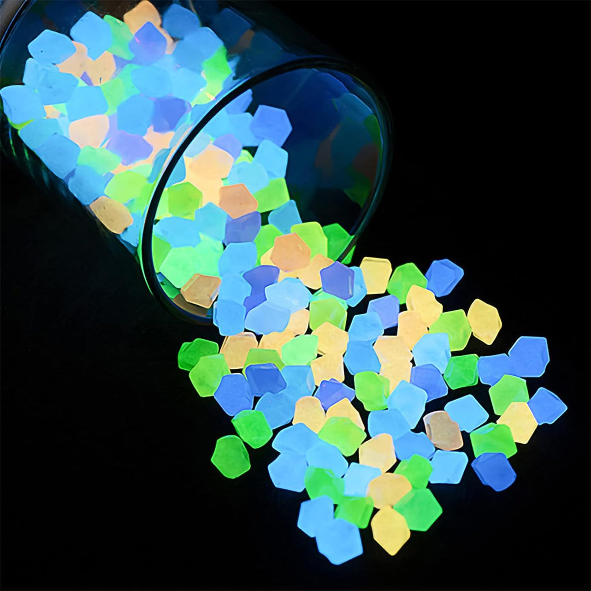 Glow in The Dark Rocks, 500PCS Fairy Garden Decorations Stones, Outdoor Decor for Mixd Color