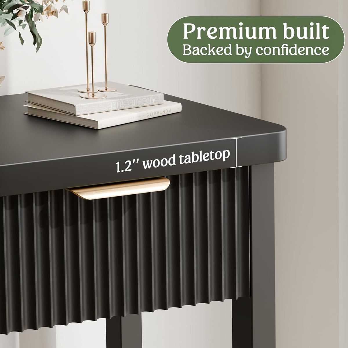 Lulive 51" Fluted Console Table for Entryway, Entryway Table with 3 Wooden Drawers, Farmhouse