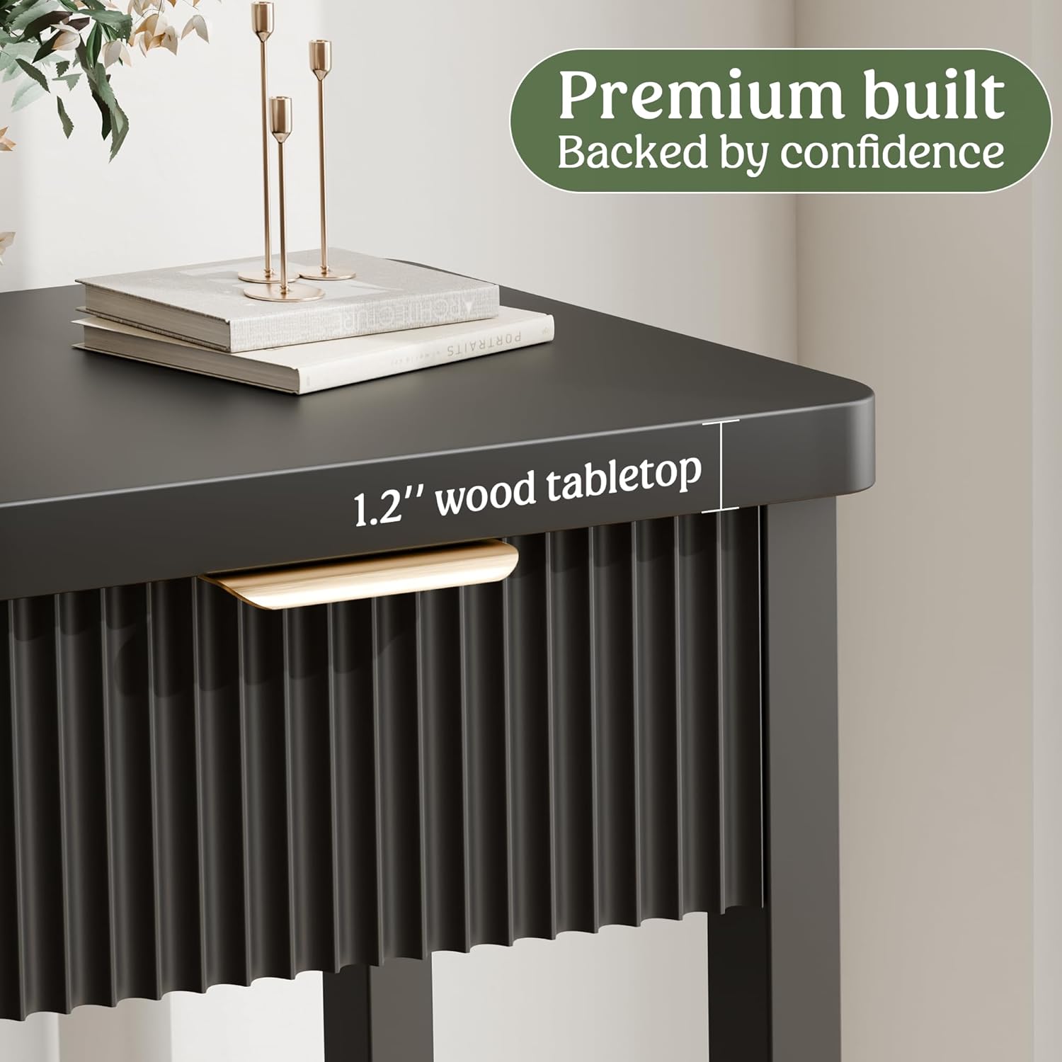 Lulive 51" Fluted Console Table for Entryway, Entryway Table with 3 Wooden Drawers, Farmhouse