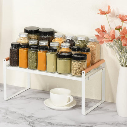 PATIKIL Kitchen Cabinet Shelf Organizer, Wood Counter Shelf Stackable Storage Shelf For Cupboard