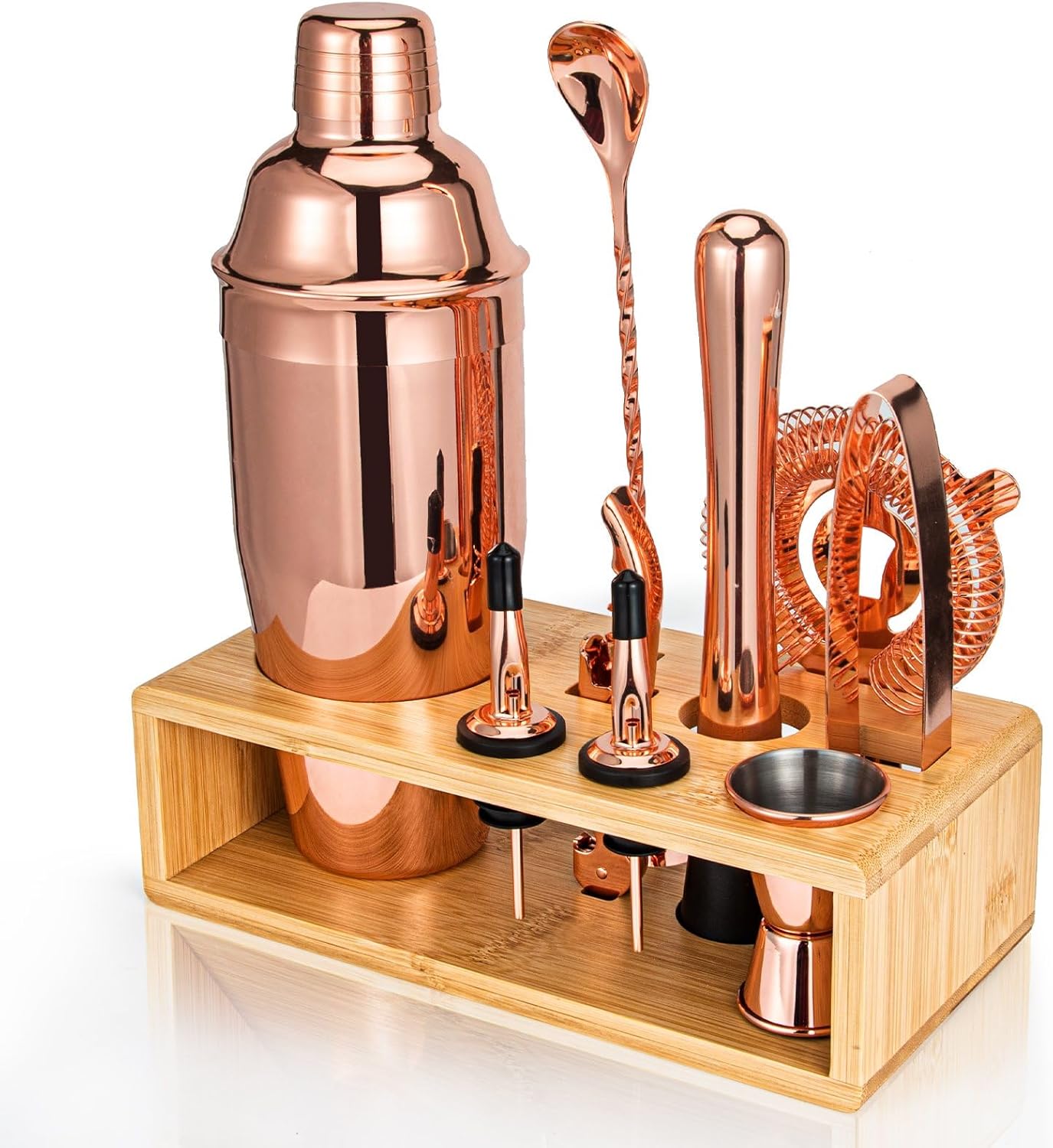 Cocktail Shaker Set, Mixology Bartender Kit 10-Piece Bar Tool Set with Stylish Bamboo Stand, Bar