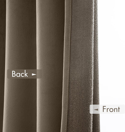 MIULEE Taupe Velvet Curtains Thermal Insulated Blackout Curtain Drapes for Bedroom Living Room