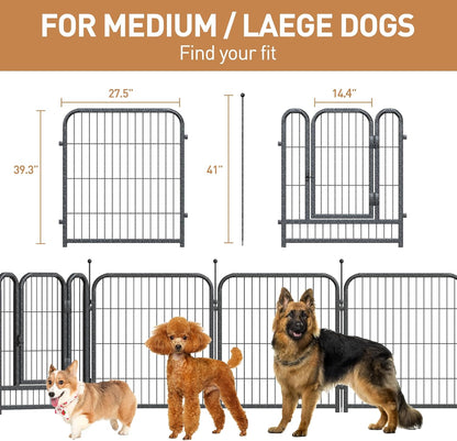 Metal Dog Playpen, 40 Inch Height 16 Panels, Large Dog Fence for Large/Medium/Small Dogs Indoor &