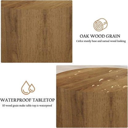 Vikiullf Nesting Coffee Table Set of 3, Round Wooden Coffee Tables, Modern Circle Table for Living