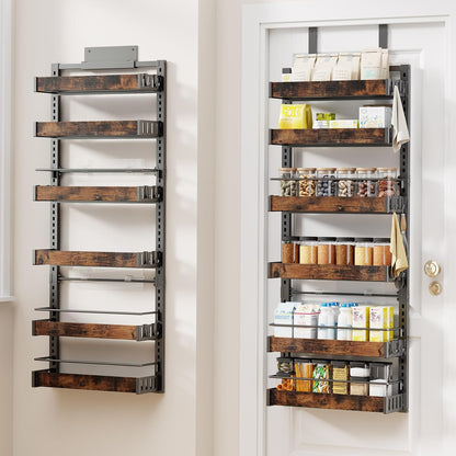 6 Tier Over The Door Pantry Organizer, 2 IN 1 Wall Mount or Metal Hanging Spice Rack for Pantry
