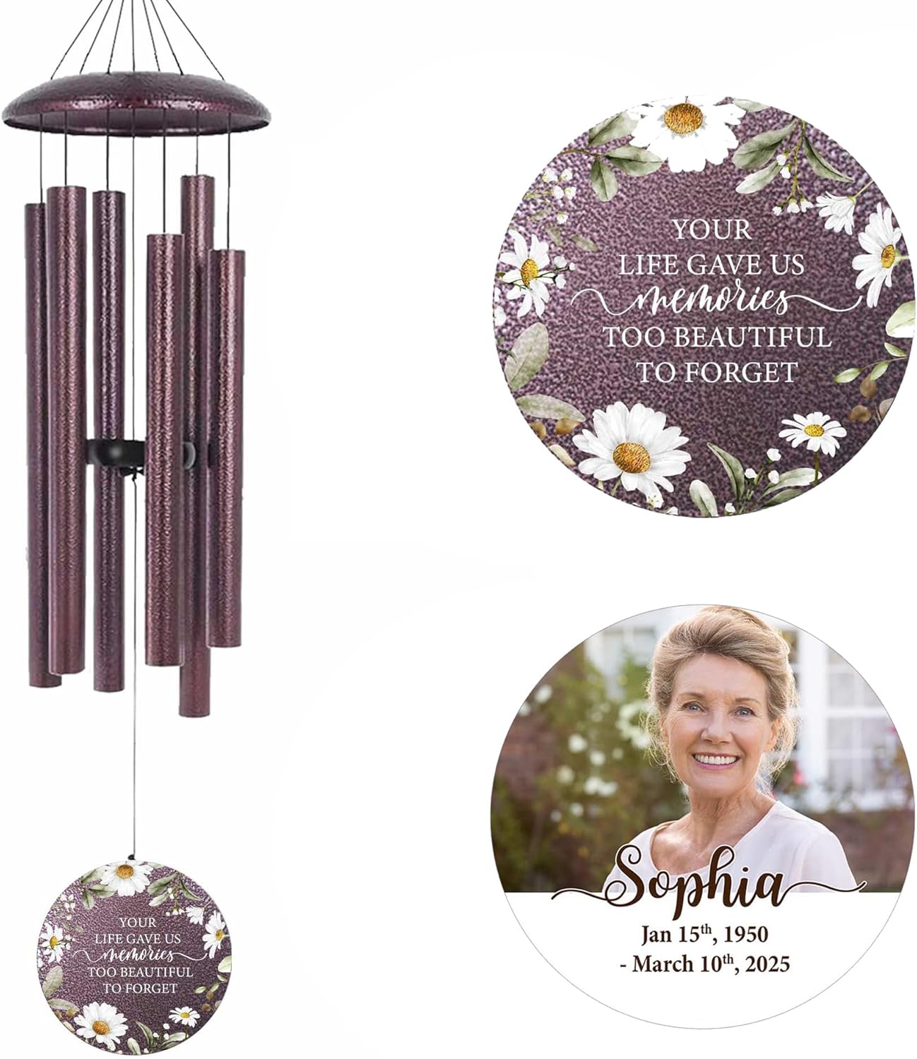 ASTARIN Personalized Deep Tone Wind Chime Memorial, Customized Sympathy Wind Chimes, Memory Wind